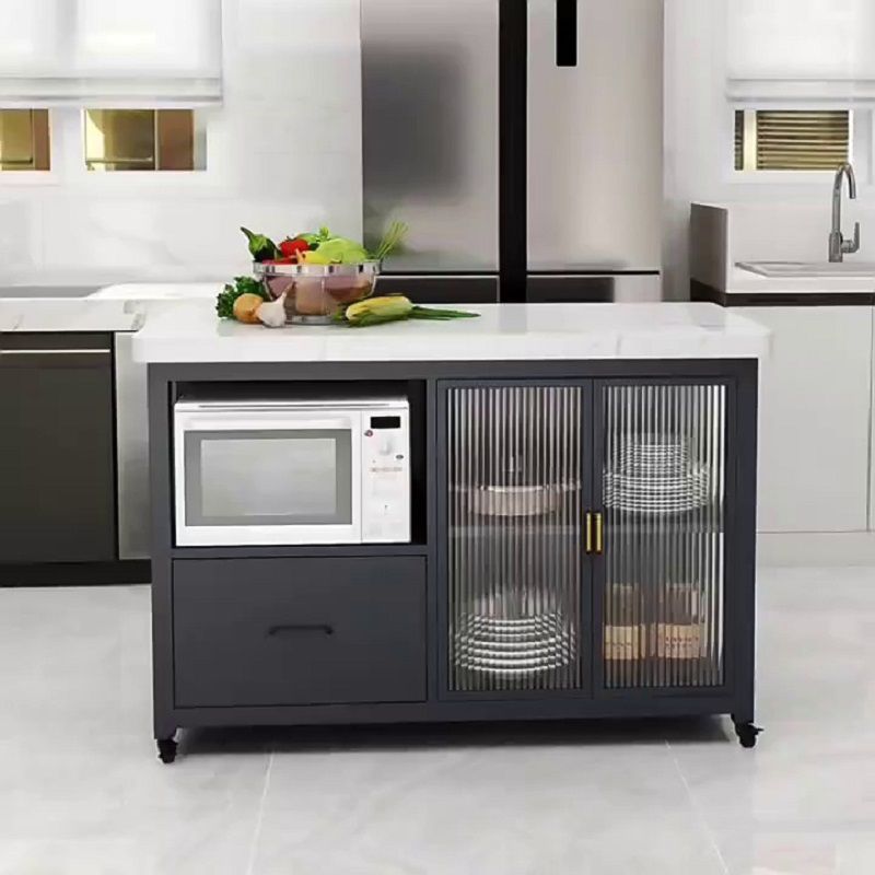 Table de préparation en marbre avec table de rangement Rectangle Island pour cuisine