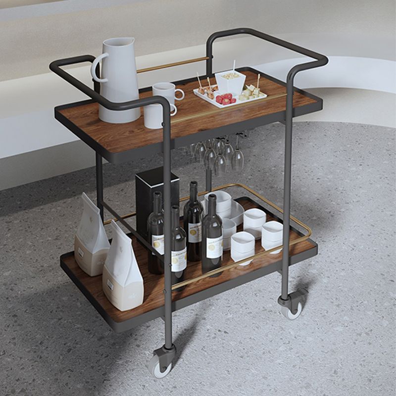 Modern Style Metal Prep Table 33.86"H Rolling Prep Table with Open Storage Clearhalo 'furn' 'furn_kitchen_islands_carts' 'Furniture' 'Kitchen & Dining Furniture' 'Kitchen Islands & Carts' 'kitchen_islands_carts' 1200x1200_c06925e7-bf21-4619-ac98-9856156d173e