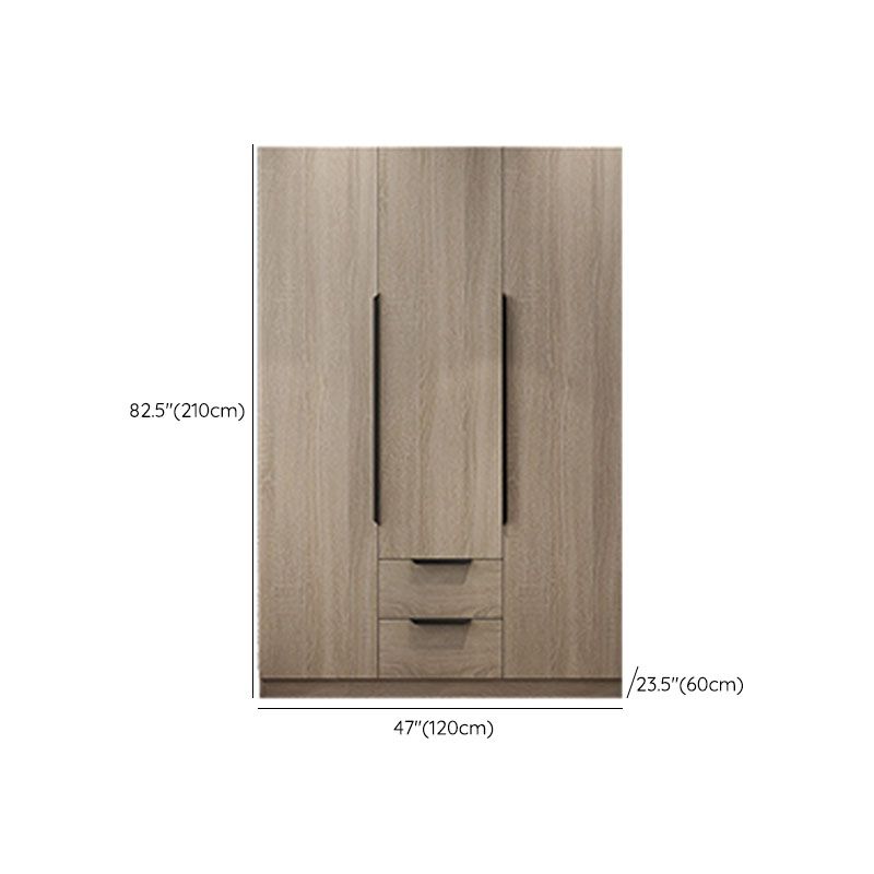 Brown Manufactured Wood Wardrobe Modern Cabinet with Drawers