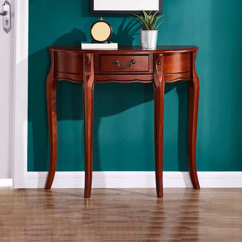 Console mezzaluna moderna di metà secolo in marrone bianco/scuro