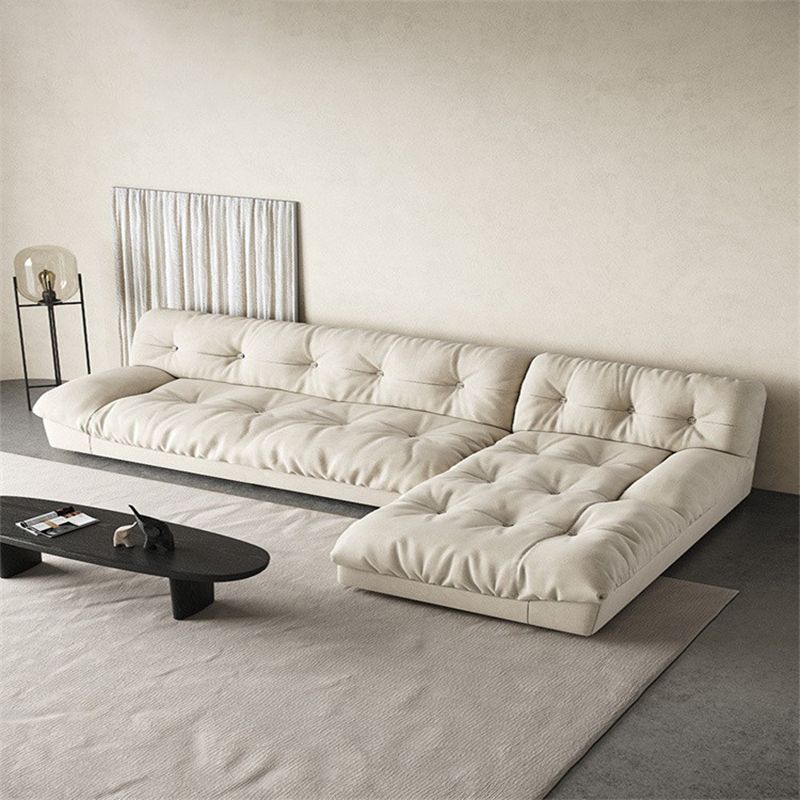 Modern Tufted Back Sofa Sectional Cream Armless Sofa and Chiase Clearhalo 'furn' 'furn_sectionals' 'Furniture' 'furniture_sectionals' 'kitchen' 'kitchen_sectionals' 'Living Room Furniture' 'Sectionals' 1200x1200_c06e6aaf-f3a6-48ba-8614-fd419fd3f14c