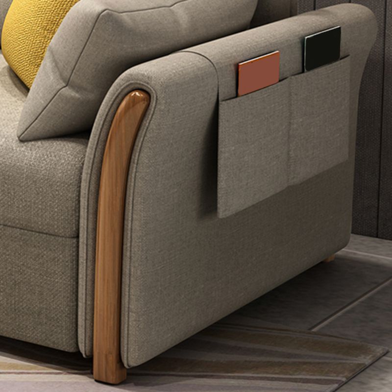 Cama de sofá de brazo acampanado de mezcla de algodón contemporánea con almohadas