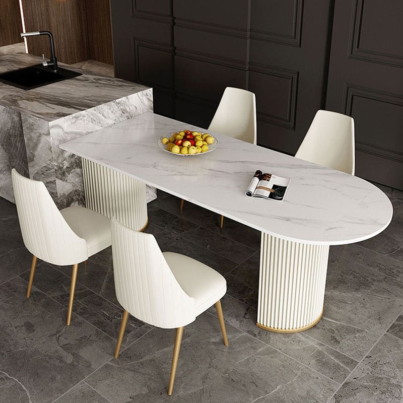 Modern Sintered Stone Dining Table Double Pedestal Table for Dining Room Clearhalo 'Dining Tables & Seating' 'Dining Tables' 'dining_table' 'furn' 'furn_dining_table' 'Furniture' 'Kitchen & Dining Furniture' 1200x1200_c06fcab2-8f15-4dc7-9b0c-670f71664ef0