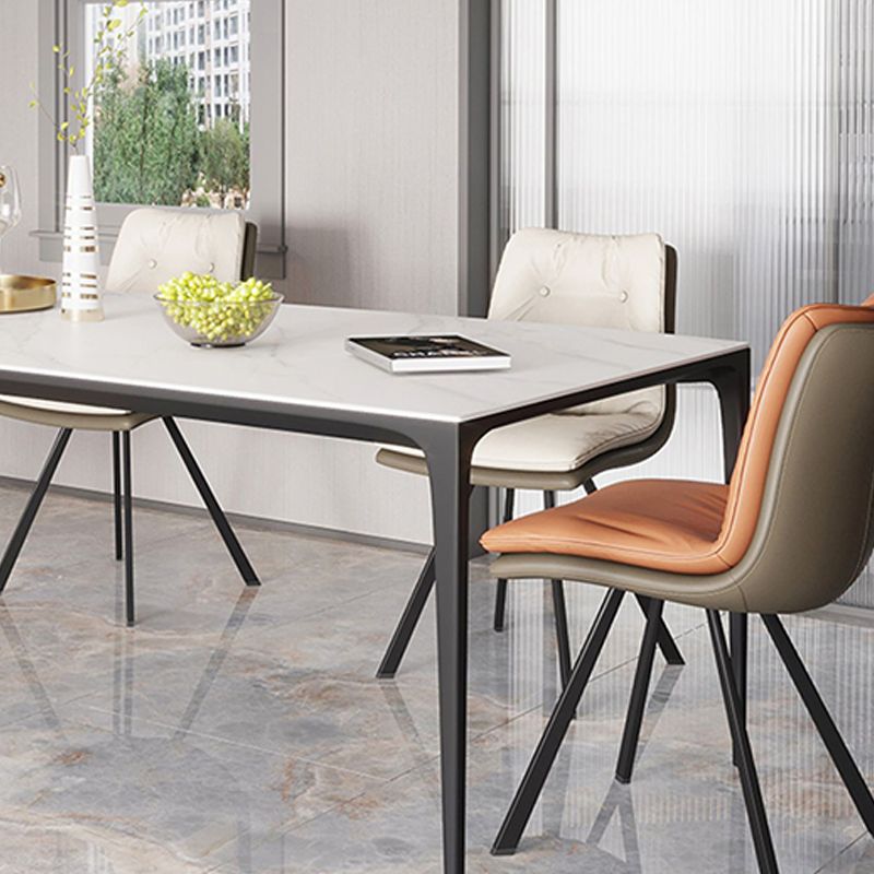 Modern Sintered Stone Dining Table Rectangle Table with Metal Base for Home Clearhalo 'Dining Tables & Seating' 'Dining Tables' 'dining_table' 'furn' 'furn_dining_table' 'Furniture' 'Kitchen & Dining Furniture' 1200x1200_c0726cdb-cfb6-4832-a997-7f36dd941ceb