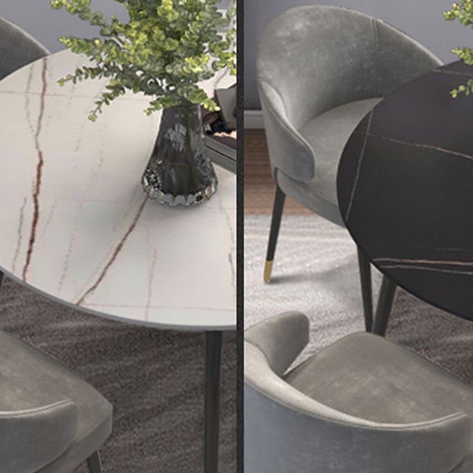 Luxury Style Home Sintered Stone Dining Table 4 Legs Metallic Base Round Table Clearhalo ' dining_table' 'Dining Tables & Seating' 'Dining Tables' 'furn' 'furn_dining_table' 'Furniture' 'furniture_dining_table' 'Kitchen & Dining Furniture' 'kitchen&dining_furn' 'kitchen' 'kitchen_dining_table' 1200x1200_c0728ac8-2ad6-459b-a7b7-105103caa79c