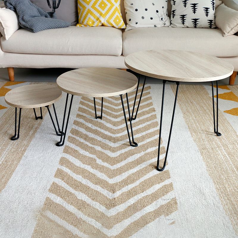 8.6"/12.9"/16.5" Tall Modern 3 Leg Ironcraft Wood Round Top Coffee Table Clearhalo 'Coffee & Accent Tables' 'Coffee Tables' 'coffee_tables' 'furn' 'furn_coffee_tables' 'Furniture' 'furniture_coffee_tables' 'Living Room Furniture' 1200x1200_c074c41a-9f25-4ac9-9d58-963a38486a5b