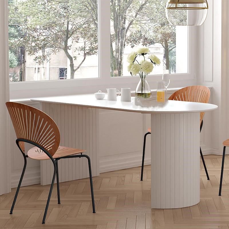 Free Form White Dining Table Solid Wood Table Contemporary with Double Pedestal Clearhalo 'Dining Tables & Seating' 'Dining Tables' 'dining_table' 'furn' 'furn_dining_table' 'Furniture' 'furniture_dining_table' 'Kitchen & Dining Furniture' 'kitchen' 'kitchen_dining_table' 1200x1200_c078e9d5-7bb1-40d3-9ef8-a3b6de0f6d6d