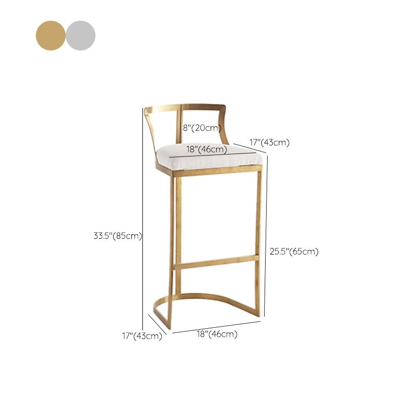 White Upholstered Bar Stools Backrest Counter Stool with Metal Base Clearhalo 'Bar Furniture' 'Bar Stools' 'bar_stools' 'furn' 'furn_bar_stools' 'Furniture' 'Kitchen & Dining Furniture' 1200x1200_c07a1f80-87c3-4053-82f4-989966db256c