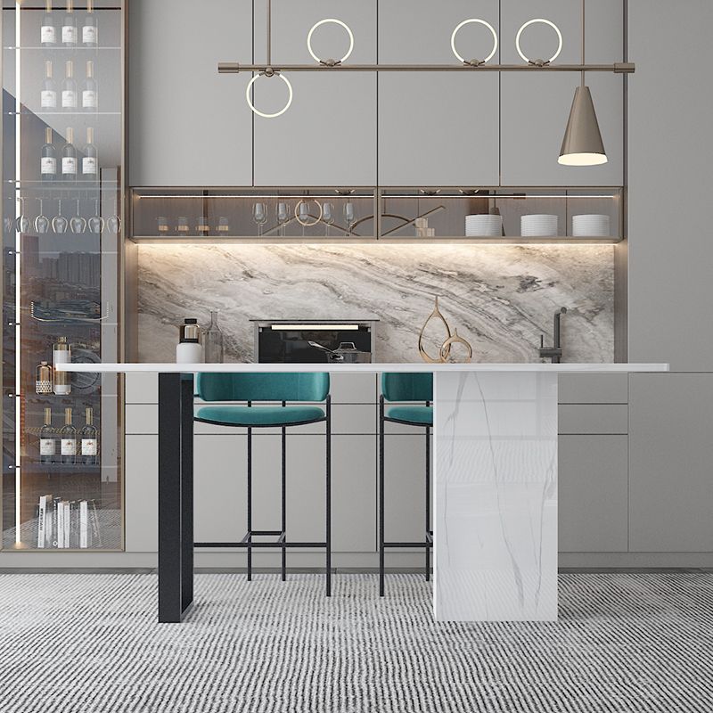 White Stone Rectangle Bar Wine Table Double Pedestal Living Room Bar Dining Table Clearhalo 'Bar Furniture' 'Bar Tables' 'bar_tables' 'furn' 'furn_bar_tables' 'Furniture' 'furniture_bar_tables' 'Kitchen & Dining Furniture' 1200x1200_c07c7296-20e0-443c-b190-426d81066b25