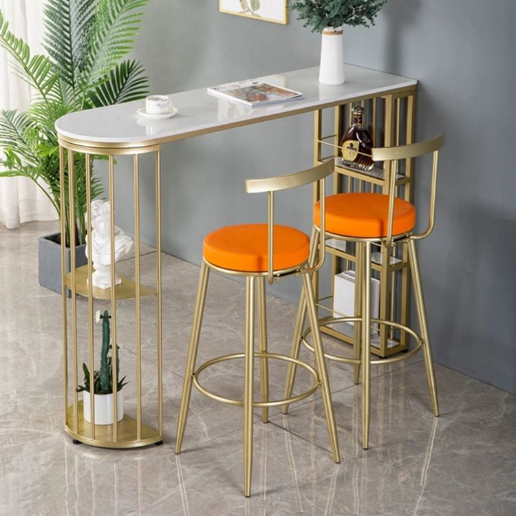 Industrial Iron Bar Table Faux Marble White Specialty Top 41.3"H Bistro Table Clearhalo 'Bar Furniture' 'Bar Tables' 'bar_tables' 'furn' 'furn_bar_tables' 'Furniture' 'furniture_bar_tables' 'Kitchen & Dining Furniture' 1200x1200_c07c7afc-7426-4c46-9873-34ff063b2553