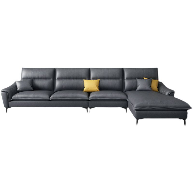 Faux Leather High Back Pillow Top Arm Sectional with Waterproof and Stain-Resistant Clearhalo 'furn' 'furn_sectionals' 'Furniture' 'furniture_sectionals' 'Living Room Furniture' 'Sectionals' 1200x1200_c07cee04-011c-44f6-b86b-4834d54305e2