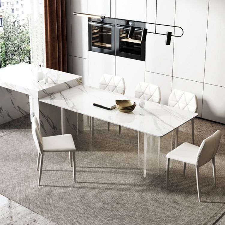 Contemporary Style Sintered Stone Dining Rectangle Table Set 1/4/5/6 Pieces Dining Set Clearhalo 'Dining Room Sets' 'Dining Tables & Seating' 'dining_room_set' 'furn' 'furn_dining_room_set' 'Furniture' 'Kitchen & Dining Furniture' 1200x1200_c07d0fce-b0d8-4bd4-a1db-ab883901333c
