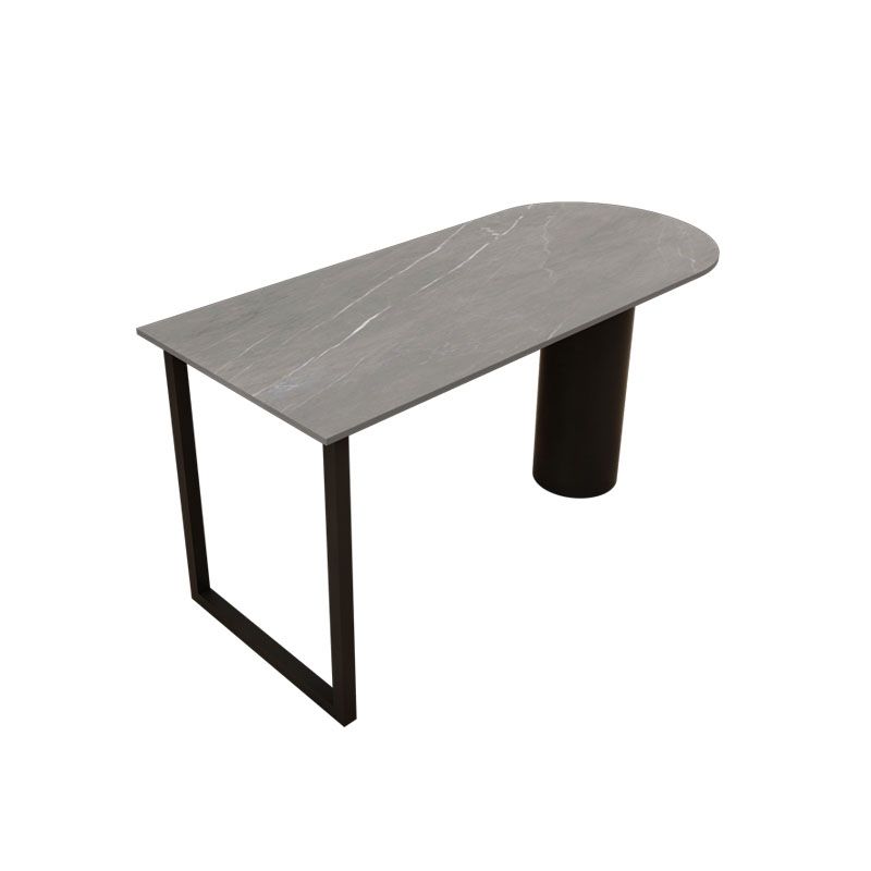 Modern Stone and Steel Dinette Table Double Pedestal Dining Room Black Frame Table Clearhalo 'Dining Tables & Seating' 'Dining Tables' 'dining_table' 'furn' 'furn_dining_table' 'Furniture' 'furniture_dining_table' 'Kitchen & Dining Furniture' 'kitchen' 'kitchen_dining_table' 1200x1200_c07e5ca8-889e-4a45-8a41-21c704a67c02