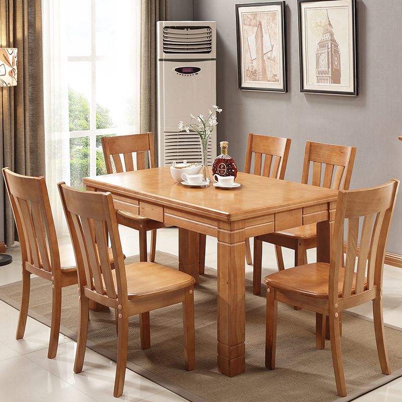 Traditional Wooden Dining Room Set with Rectangle Top and 4 Legs Base Dining Furniture Clearhalo 'Dining Room Sets' 'Dining Tables & Seating' 'dining_room_set' 'furn' 'furn_dining_room_set' 'Furniture' 'furniture_dining_room_set' 'Kitchen & Dining Furniture' 'kitchen&dining_furn' 'kitchen' 1200x1200_c07f3570-3391-441b-8642-75fb2faec6ed