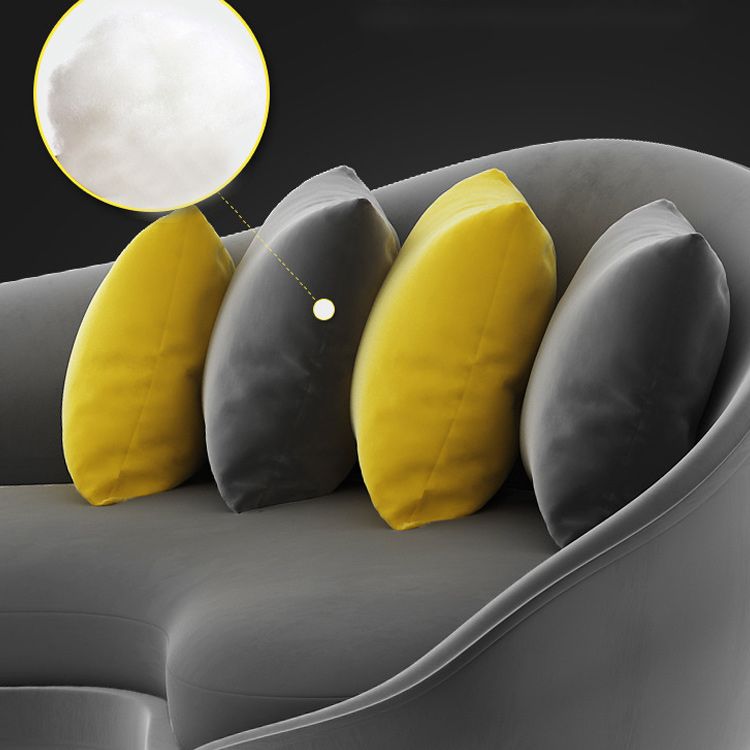 Zeitgenössischer 33,46 "H Velvet Vollfarben gebogene Hangarmsofa