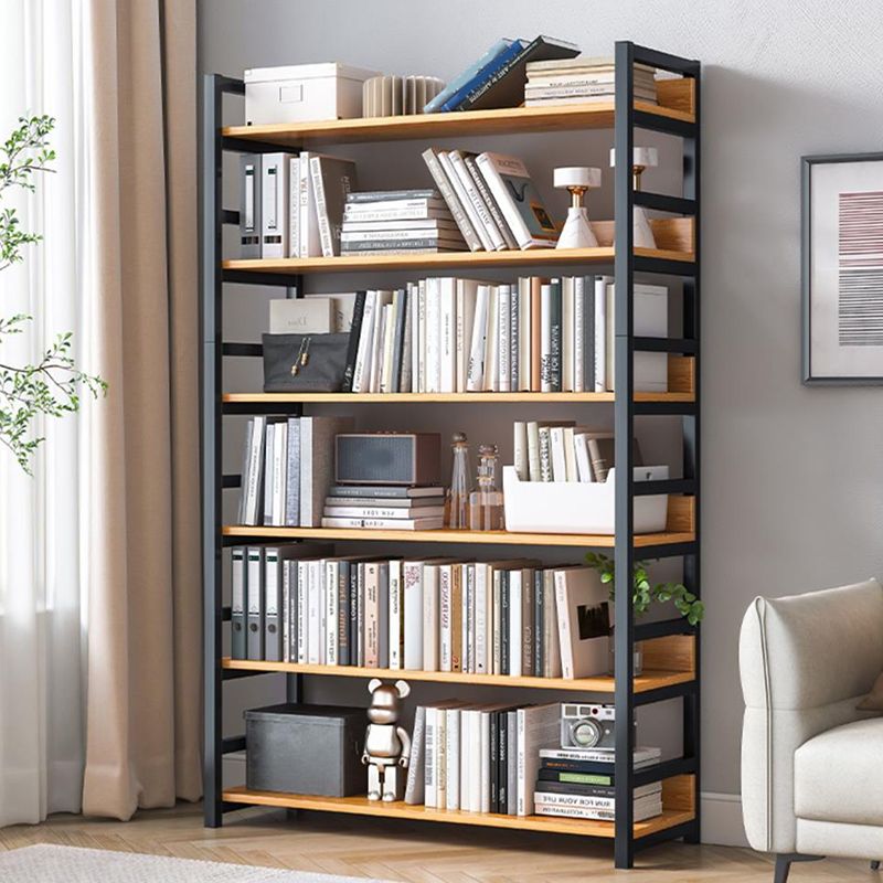 Industrial Vertical Etagere Bookshelf Steel Frame Manufactured Wood Shelf Bookshelf Clearhalo 'Bookcases' 'furn' 'furn_bookcases' 'Furniture' 'furniture_bookcases' 'kitchen' 'kitchen_bookcases' 'Living Room Furniture' 'Office Furniture' 1200x1200_c080dd27-83fd-4b59-a8ad-b6e7e9b7a3d3