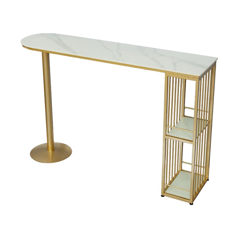 Glam Gold Iron Bar Table Faux Marble White Top Specialty 41.3"H Bistro Table Clearhalo 'Bar Furniture' 'Bar Tables' 'bar_tables' 'furn' 'furn_bar_tables' 'Furniture' 'furniture_bar_tables' 'Kitchen & Dining Furniture' 1200x1200_c08203b7-ff25-48cc-83c8-8b55340f87fb