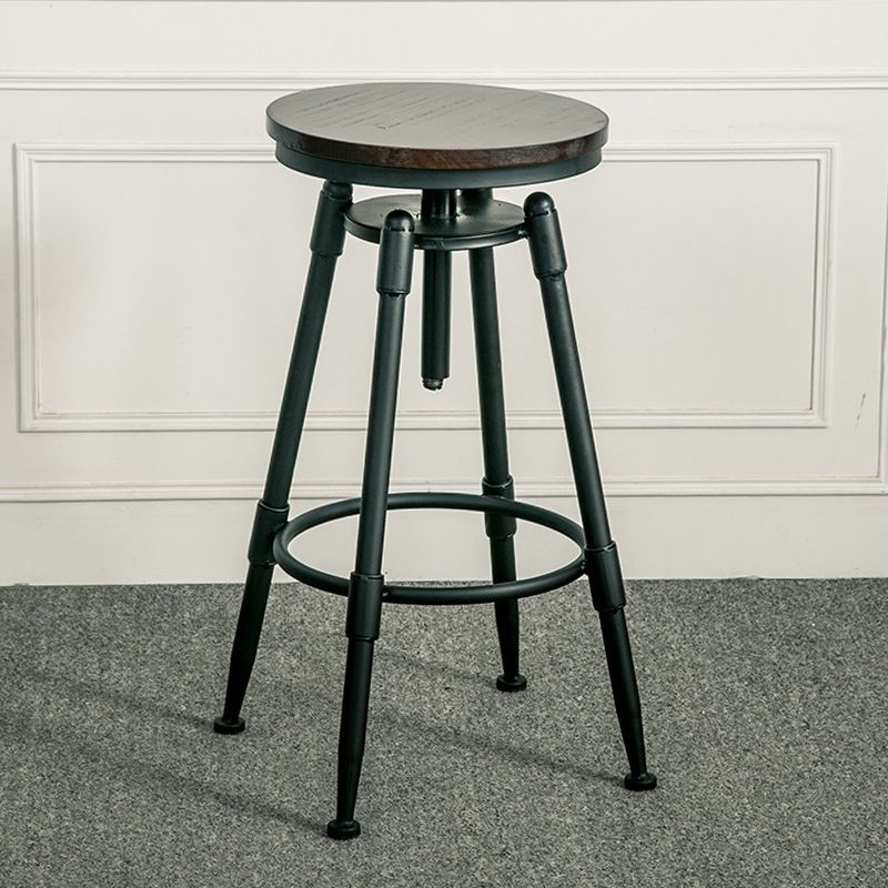 Adjustable Height Bar Stools Industrial Barstool with Metal Legs Clearhalo 'Bar Furniture' 'Bar Stools' 'bar_stools' 'furn' 'furn_bar_stools' 'Furniture' 'Kitchen & Dining Furniture' 1200x1200_c0825a6a-32d5-4107-af23-ef0f56112047