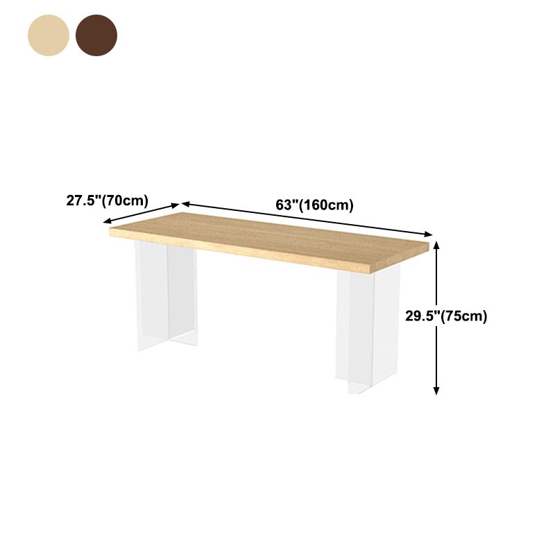 Solid Wood and Acrylic Dinner Table Modern Fixed Table Double Pedestal Dining Table Clearhalo 'Dining Tables & Seating' 'Dining Tables' 'dining_table' 'furn' 'furn_dining_table' 'Furniture' 'furniture_dining_table' 'Kitchen & Dining Furniture' 'kitchen' 'kitchen_dining_table' 1200x1200_c086fd57-63a9-47f7-8754-92dbe6a22cff