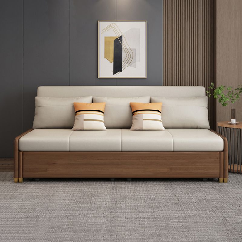 アームレスコンテンポラリーフェイクレザーコンバーチブルベッドのセッティー2枕付き