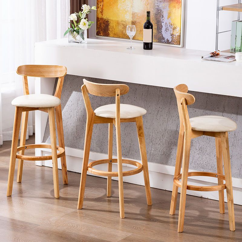 Industrial Backrest Armless Counter Stool Rubber Wood Bar Stool with Cushion for Cafe Clearhalo 'Bar Furniture' 'Bar Stools' 'bar_stools' 'furn' 'furn_bar_stools' 'Furniture' 'Kitchen & Dining Furniture' 1200x1200_c0891066-913d-49f0-93aa-a215b77e75a7