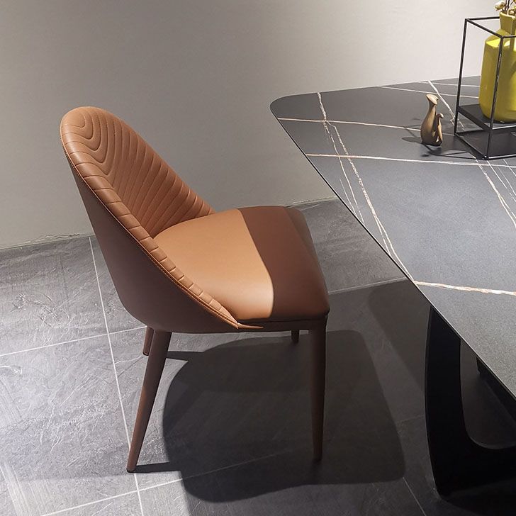 Leather Parsons Chair Modern Furniture in Matte Finish for Indoor Clearhalo 'Dining Chairs' 'Dining Tables & Seating' 'dining_chair' 'furn' 'furn_dining_chair' 'Furniture' 'Kitchen & Dining Furniture' 1200x1200_c089b39c-3637-42c1-9ef8-e24bf473d8a4