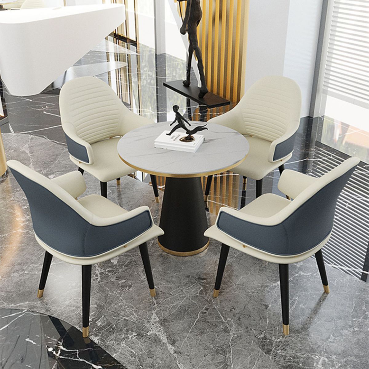 Glam Style 1/5 Pieces Dining Set Sintered Stone Dining Table Set for Home Use Clearhalo 'Dining Room Sets' 'Dining Tables & Seating' 'dining_room_set' 'furn' 'furn_dining_room_set' 'Furniture' 'furniture_dining_room_set' 'Kitchen & Dining Furniture' 'kitchen&dining_furn' 'kitchen' 1200x1200_c089df28-72d9-4339-a35f-02539173fff8