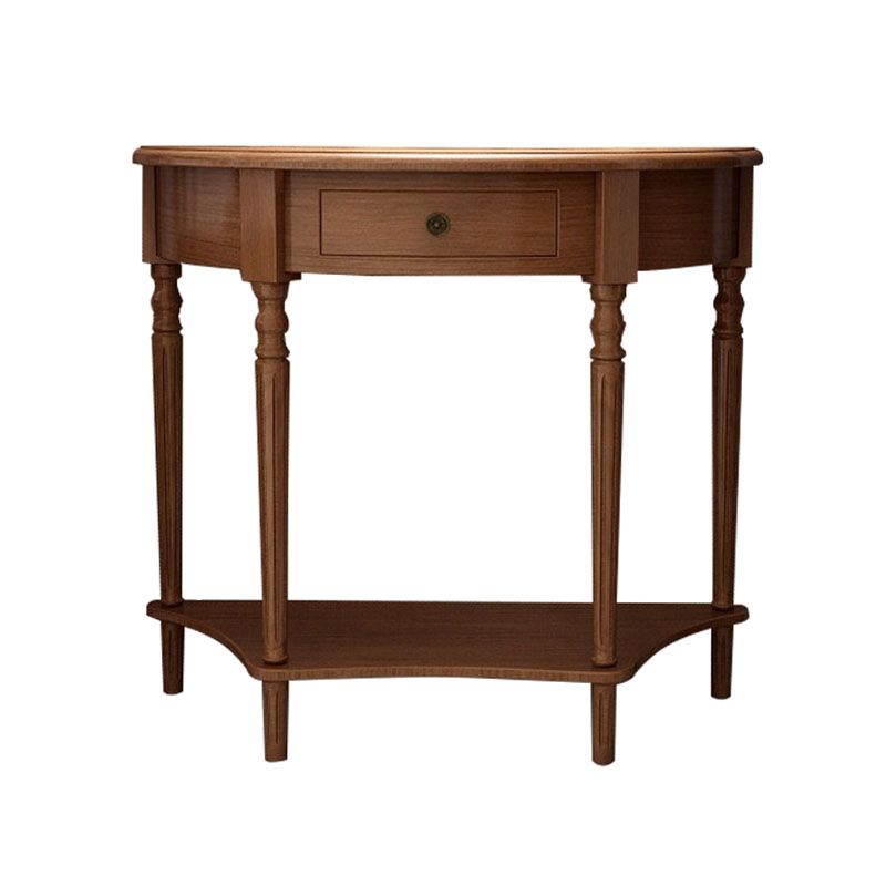 Mid Century Modern Accent Table Half Moon Wooden Console Table