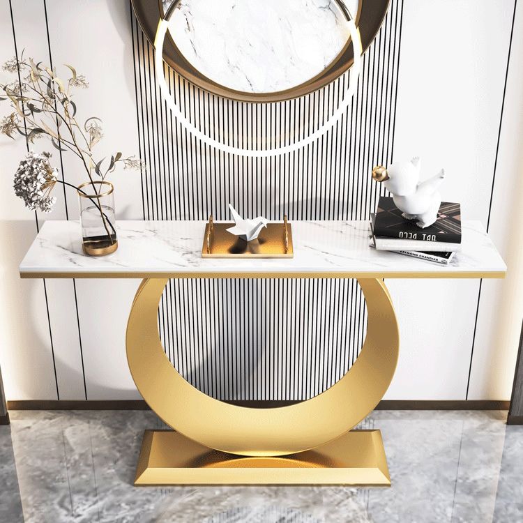 Console rettangolare glam Tabella 31,5 "Tavolo di accento in pietra alta per Hall
