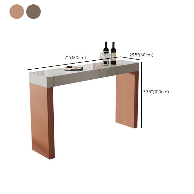Glam Stone Bar Table Set 1/2/3 Pieces Rectangle Bar table with Upholstered Stools Clearhalo 'Bar Furniture' 'furn' 'furn_home_bar_bar_sets' 'Furniture' 'Home Bars & Bar Sets' 'home_bar_bar_sets' 'Kitchen & Dining Furniture' 1200x1200_c090c0ab-c162-4a13-a863-20e7f6c249b9