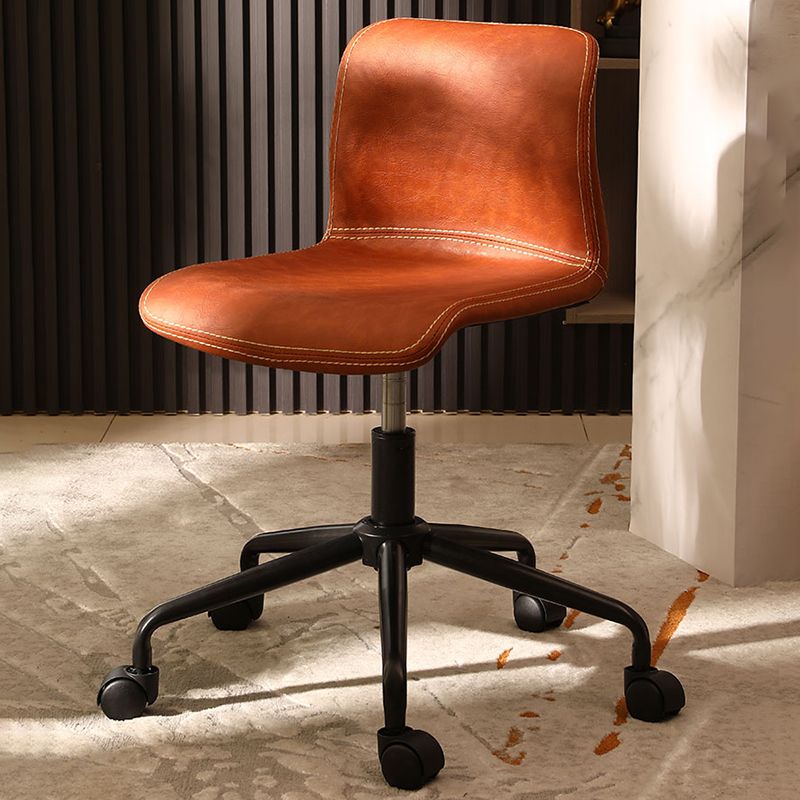 Black Steel Frame Modern Computer Desk Chair Armless Office Chair with Wheels Clearhalo 'furn' 'furn_office_chair' 'Furniture' 'furniture_office_chair' 'Office Chairs' 'Office Furniture' 'office_chair' 1200x1200_c0925c88-a2c5-432b-810a-03ccf09bcc99