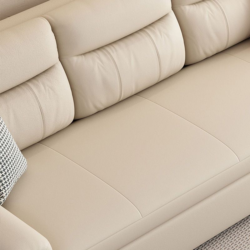 Glam -stijl Beige Futon Sleeper Sofa Bed met losse rug in gebonden leer