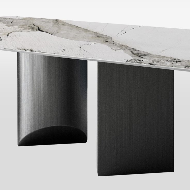 Sintered Stone Top Dining Table for restaurant Rectangle Table with Double Pedestal Clearhalo ' dining_table' 'Dining Tables & Seating' 'Dining Tables' 'furn' 'furn_dining_table' 'Furniture' 'furniture_dining_table' 'Kitchen & Dining Furniture' 'kitchen&dining_furn' 'kitchen' 'kitchen_dining_table' 1200x1200_c0957344-1b15-48b1-b14a-6648f13f35a8