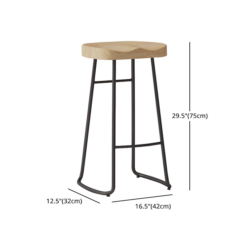 Modern Indoor Bar Stool Solid Wood Iron Legs Saddle Seat Counter Stool Clearhalo 'Bar Furniture' 'Bar Stools' 'bar_stools' 'furn' 'furn_bar_stools' 'furniture_bar_stools' 'Kitchen & Dining Furniture' 'kitchen&dining_furn' 'kitchen' 'kitchen_furn' Furniture' 1200x1200_c09647c2-3ae1-457d-be34-08034dad6d8d