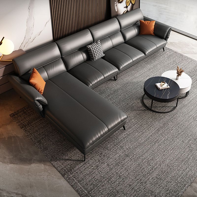 Contemporary Genuine Leather Living Room Pillow Top Arm Seating Clearhalo 'furn' 'furn_sectionals' 'Furniture' 'Living Room Furniture' 'Sectionals' 1200x1200_c09749d4-6eef-4dcb-8759-d8e70c5fb2b6