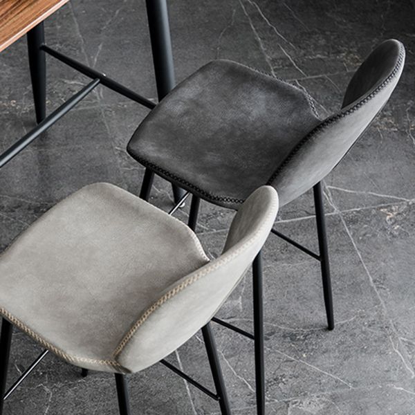 Scandinavian Matte Finish Leather Barstool Footrest Coffee Shop Stool Clearhalo 'Bar Furniture' 'Bar Stools' 'bar_stools' 'furn' 'furn_bar_stools' 'Furniture' 'furniture_bar_stools' 'Kitchen & Dining Furniture' 1200x1200_c098874e-859f-4a6b-97bf-fb1bf6a211ac
