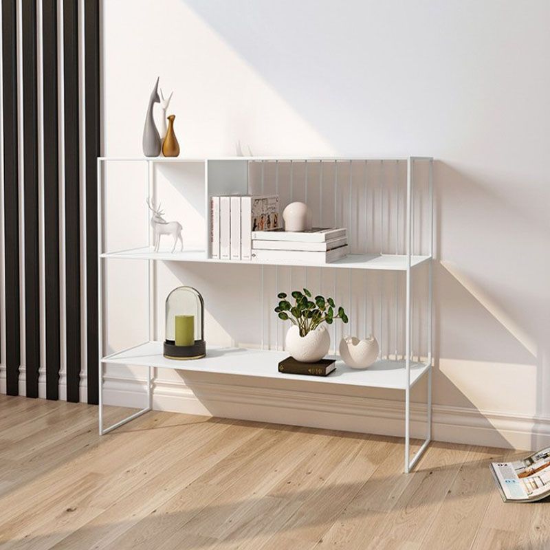 Tavolo da divano di divano con console di stoccaggio aperto moderno con scaffali per ripiani per la sala