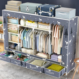 Steel Frame Wardrobe Cabinet Modern Style Wardrobe Armoire with Drawer Clearhalo 'Armoires & Wardrobes' 'armoires_wardrobes' 'Bedroom Furniture' 'furn' 'furn_armoires_wardrobes' 'Furniture' 1200x1200_c09d02e3-0a06-4381-9fb7-72fb2c12fc8e