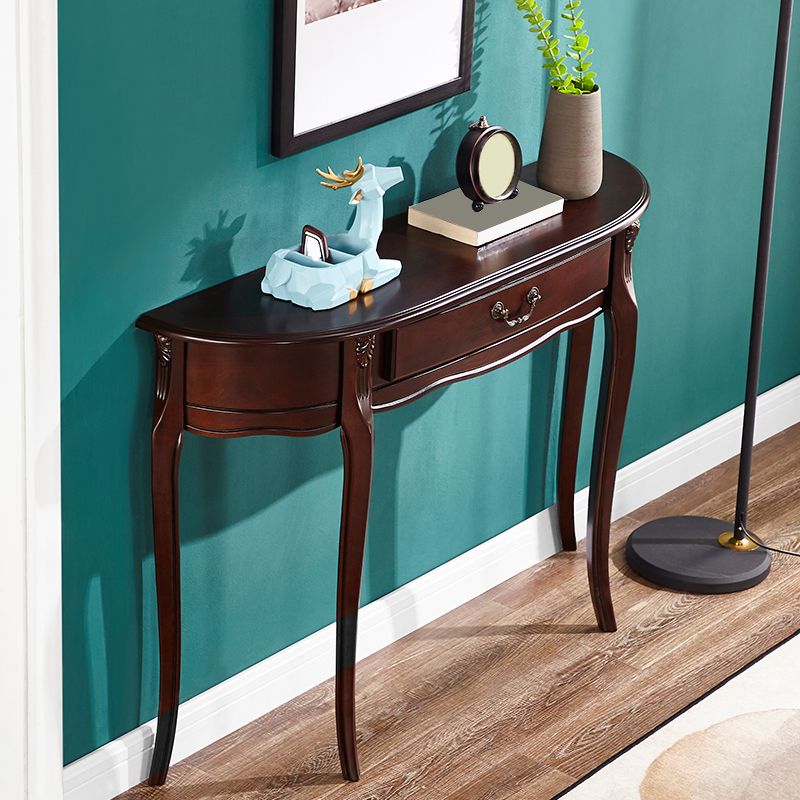 Mid-Century Modern Console Table Half Moon 4 Legs Rubbered Wood Sofa Console Table Clearhalo 'Console Tables' 'console_tables' 'Entry & Mudroom Furniture' 'furn' 'furn_console_tables' 'Furniture' 1200x1200_c0a1d388-f777-4ae0-bd3d-62bd6d26e4fa