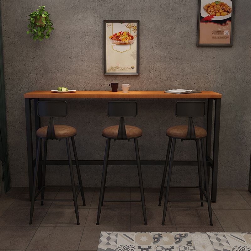 Rectangle industriel Table de table en bois massif en bois 1/3/4 Pièces Table de comptoir avec tabourets hauts