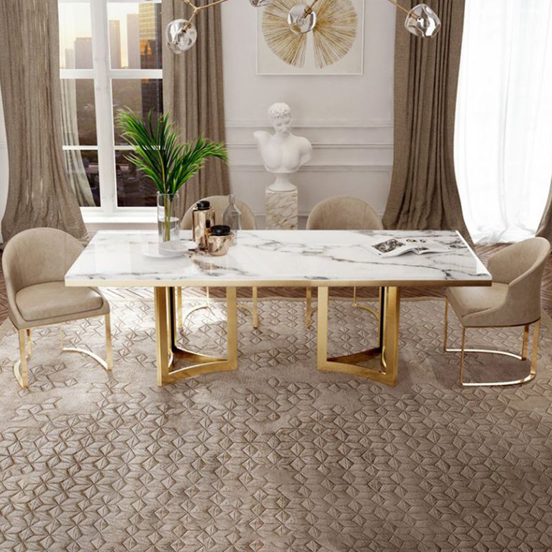 Tavolo da pranzo in marmo contemporaneo con sedie da pranzo in pelle 4/6