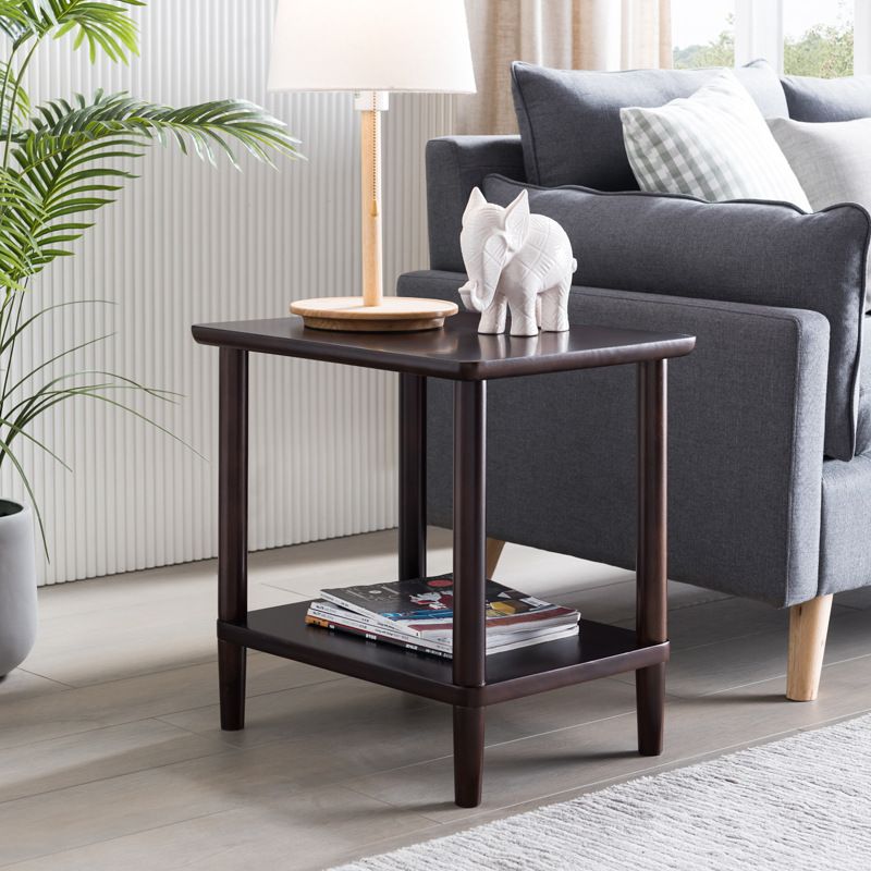 現代の木製エンドテーブル長方形の4脚サイドテーブルストレージシェルフ