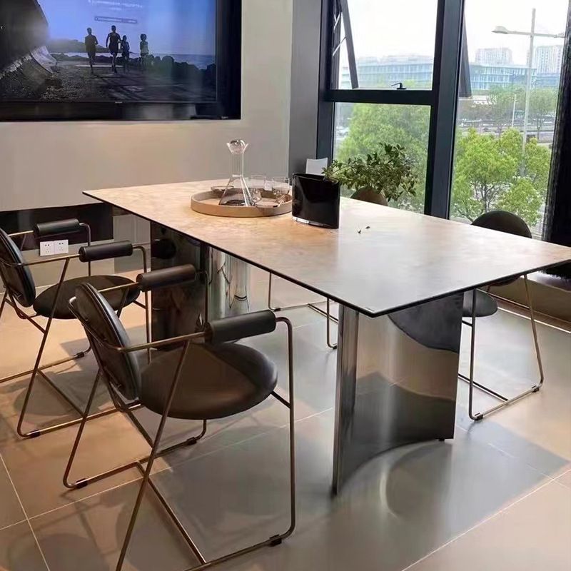Simple Style Dinette Table Rectangle Stone Dinner Table for Kitchen Clearhalo 'Dining Tables & Seating' 'Dining Tables' 'dining_table' 'furn' 'furn_dining_table' 'Furniture' 'Kitchen & Dining Furniture' 1200x1200_c0a55de9-bddf-43a6-824b-d99b586f8a09