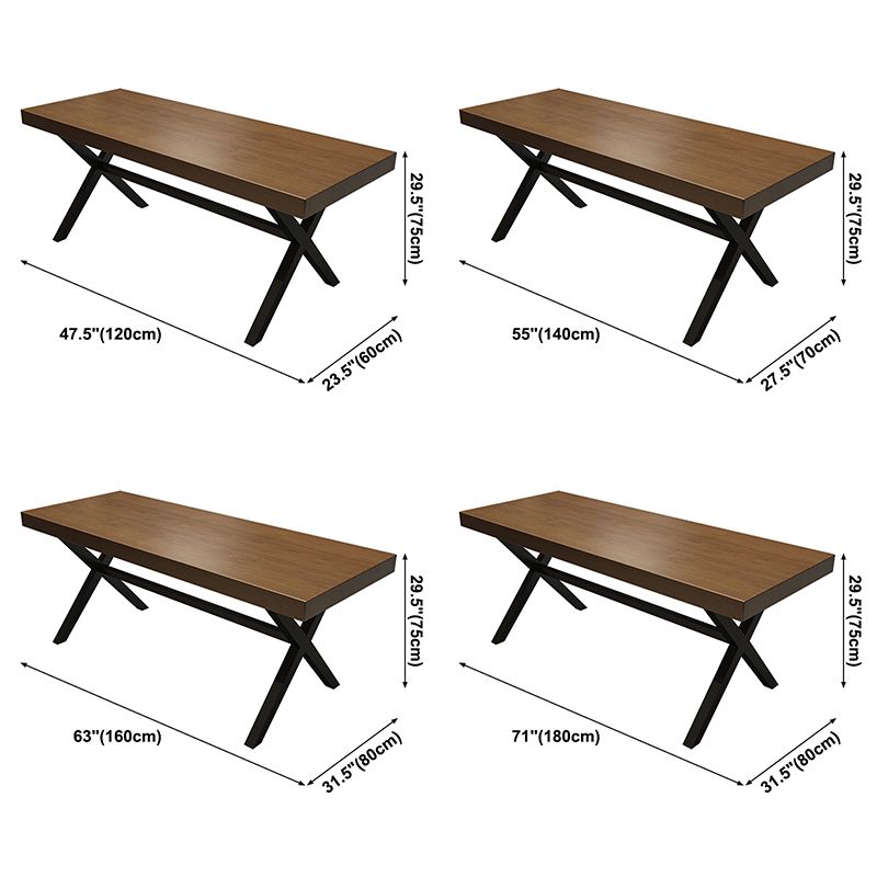 Industrial Style Solid Wood Dining Table Metallic Trestle Base Rectangle Table for Home Clearhalo ' dining_table' 'Dining Tables & Seating' 'Dining Tables' 'furn' 'furn_dining_table' 'Furniture' 'furniture_dining_table' 'Kitchen & Dining Furniture' 'kitchen&dining_furn' 'kitchen' 'kitchen_dining_table' 1200x1200_c0a67d7d-bb40-47bf-817d-9b78f4bcf3f4