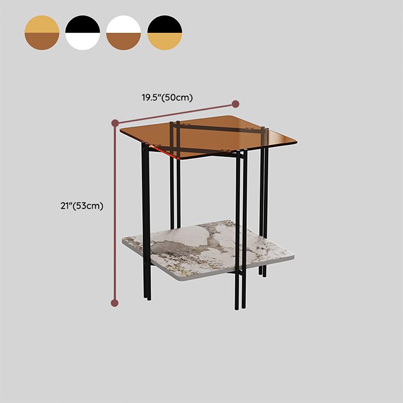 Tabla de esquina cuadrada moderna 4 Pats Table lateral con almacenamiento