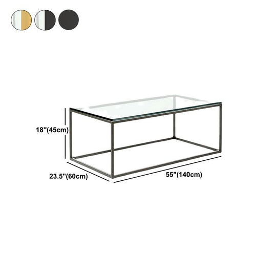 17.7" Tall Modern Steel Frame Base Glass Rectangular Table Top Coffee Table Clearhalo 'Coffee & Accent Tables' 'Coffee Tables' 'coffee_tables' 'furn' 'furn_coffee_tables' 'Furniture' 'furniture_coffee_tables' 'Living Room Furniture' 1200x1200_c0a75334-fd66-4442-a6f0-79d985c1f66a