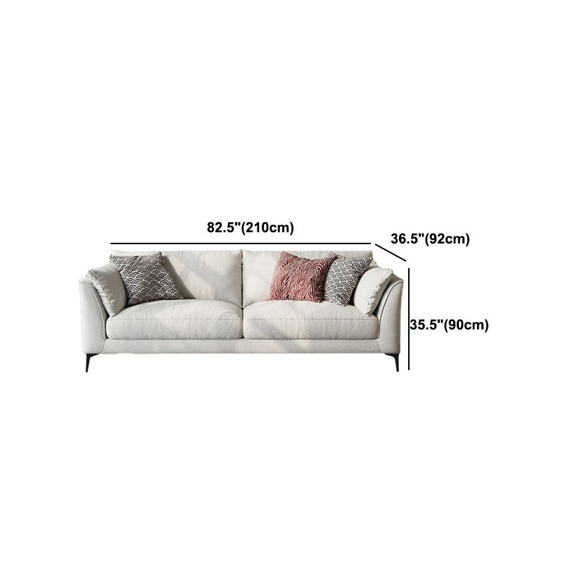 Scandinavian Linen Cushion Back Sectional Cream Slipcovered for Living Room Sofa
