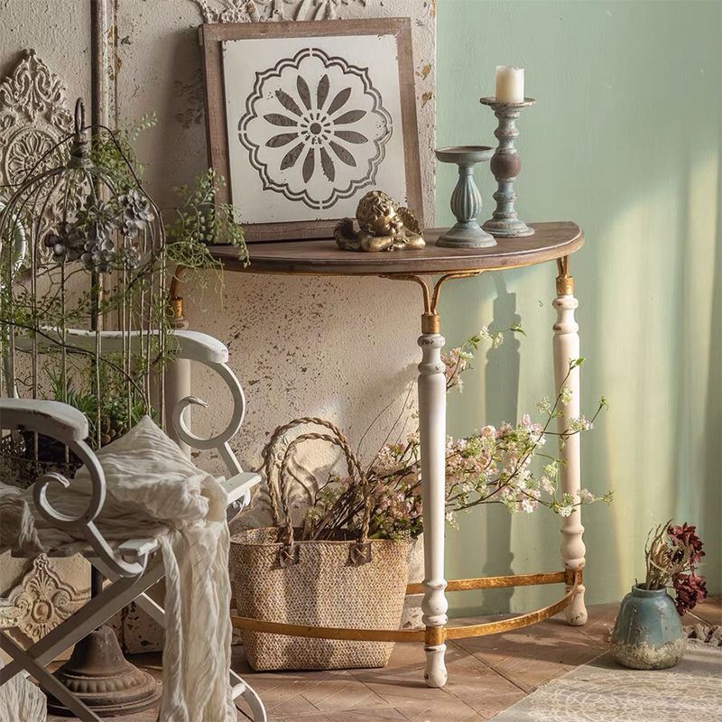 Half Moon Shape Contemporary Console Table White Wood Console Sofa Table