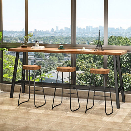 Solid Wood Natural Bistro Accent Dining Table Modern Rectangle Footrest Pub Table Clearhalo 'Bar Furniture' 'Bar Tables' 'bar_tables' 'Furniture' 'furniture_bar_tables' 'Kitchen & Dining Furniture' 'kitchen&dining_furn' 'kitchen' 1200x1200_c0ac6b76-a3da-4086-a89f-c6a5caedd51c