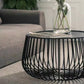 Mid-century Modern Iron Round Coffee Table, Frame Base Cocktail Table Clearhalo 'Coffee & Accent Tables' 'Coffee Tables' 'coffee_tables' 'furn' 'furn_coffee_tables' 'Furniture' 'Living Room Furniture' 1200x1200_c0ad7be4-7257-4817-9000-98464e51cafc